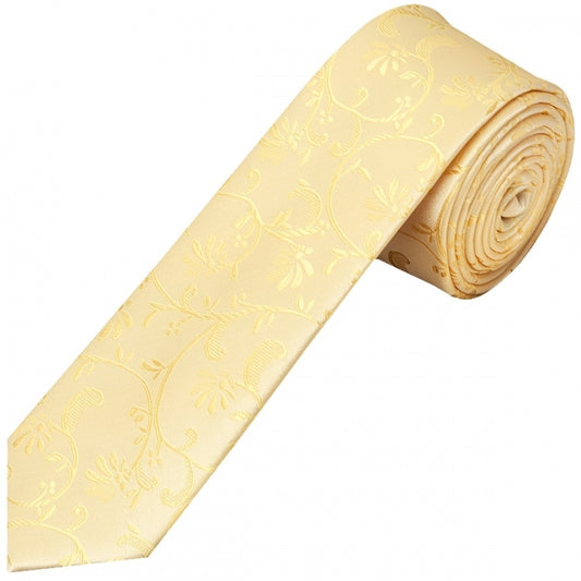 End Of Season Stock Gold Floral Skinny Boys Tie 1