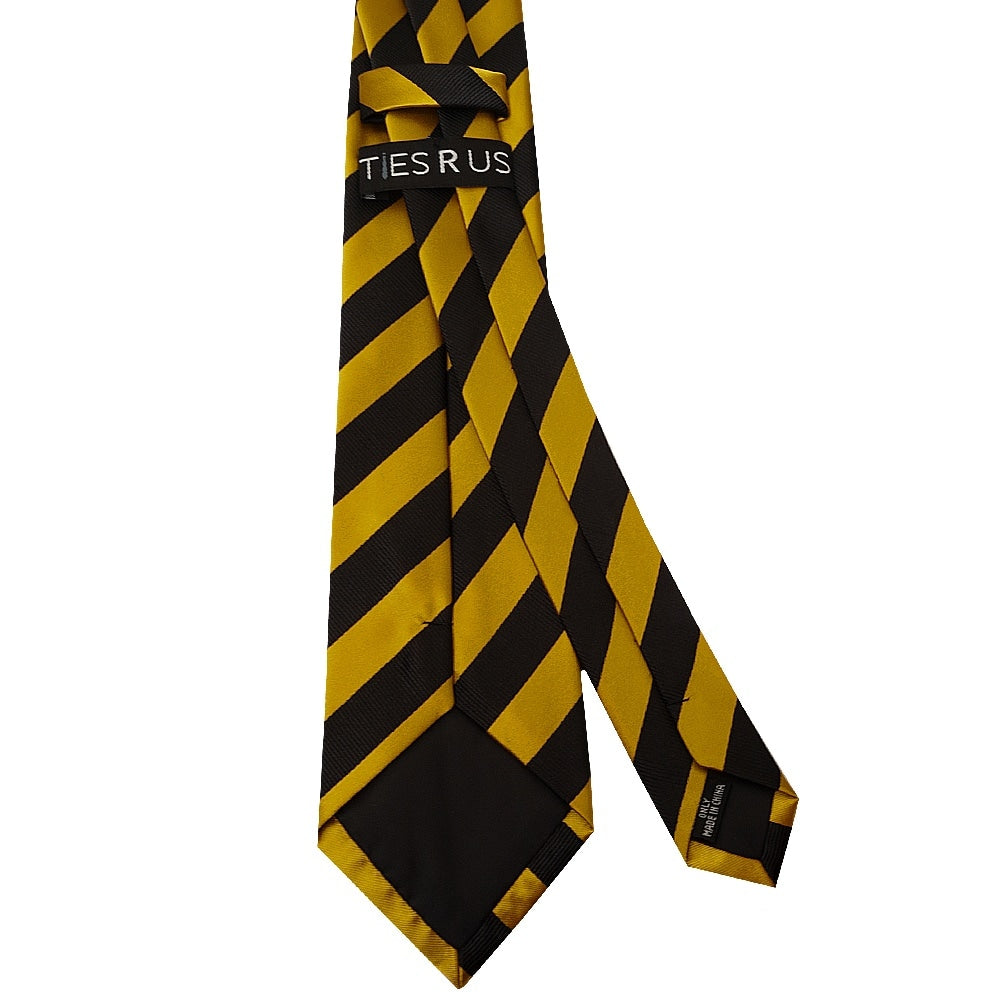 Black And Gold Striped Classic Mens Tie And Pocket Square Set 4