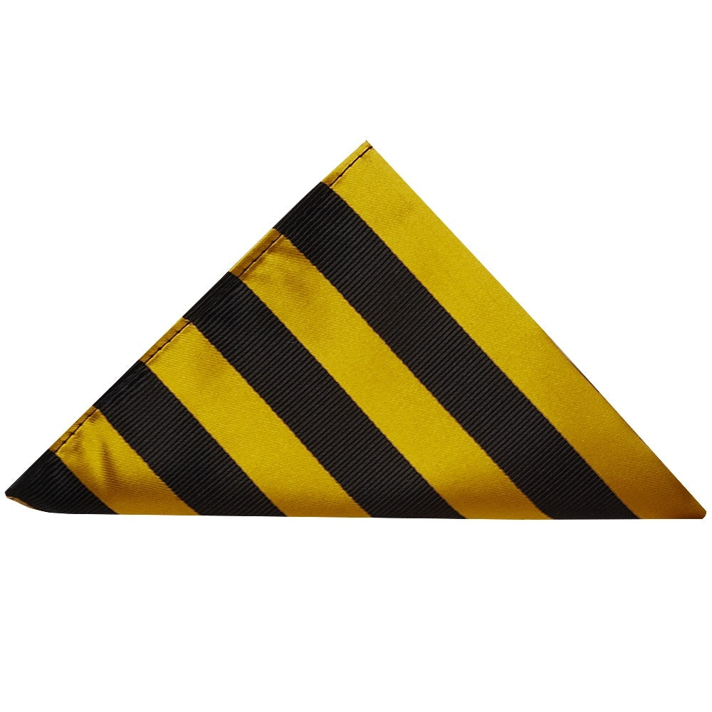 Black And Gold Striped Skinny Mens Tie And Pocket Square Set 3