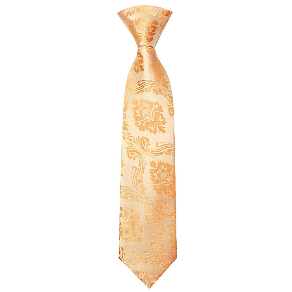 Pre Tied Peach Paisley Boys Tie Age 4 7 1