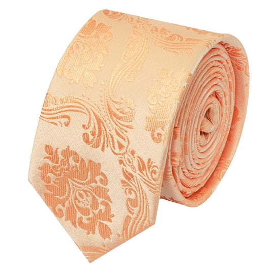 Peach Paisley Skinny Mens Tie