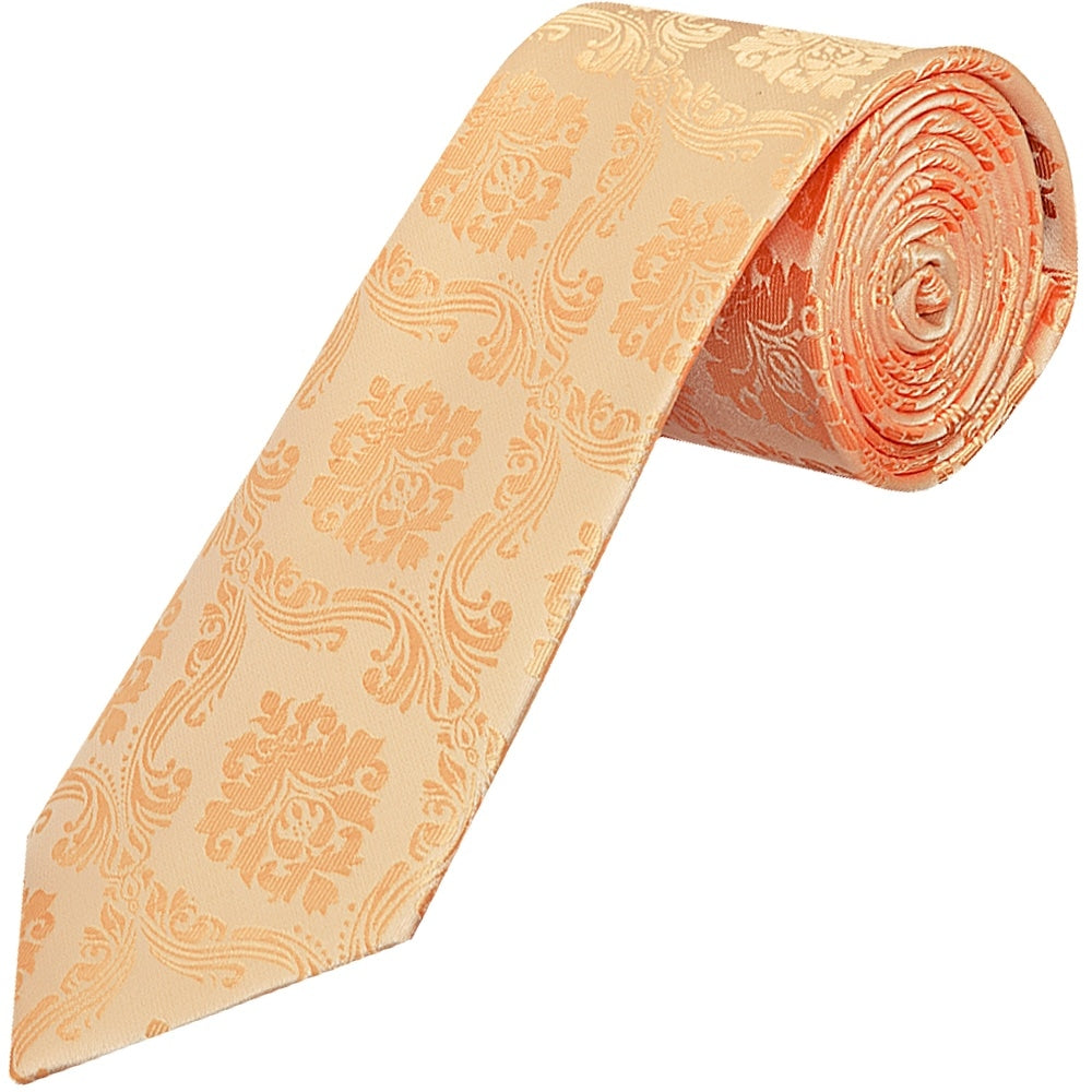 Peach Paisley Classic Mens Tie And Pocket Square Set 2
