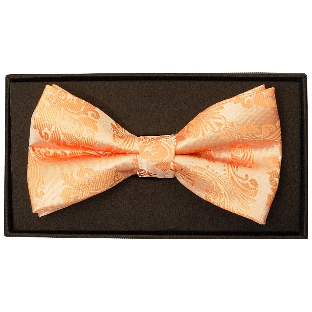 Peach Paisley Handmade Mens Bow Tie 1