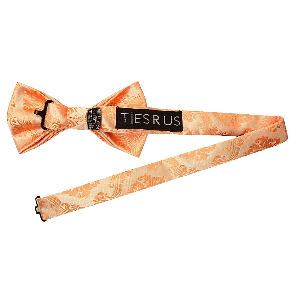 Peach Paisley Handmade Mens Bow Tie And Pocket Square Set 3