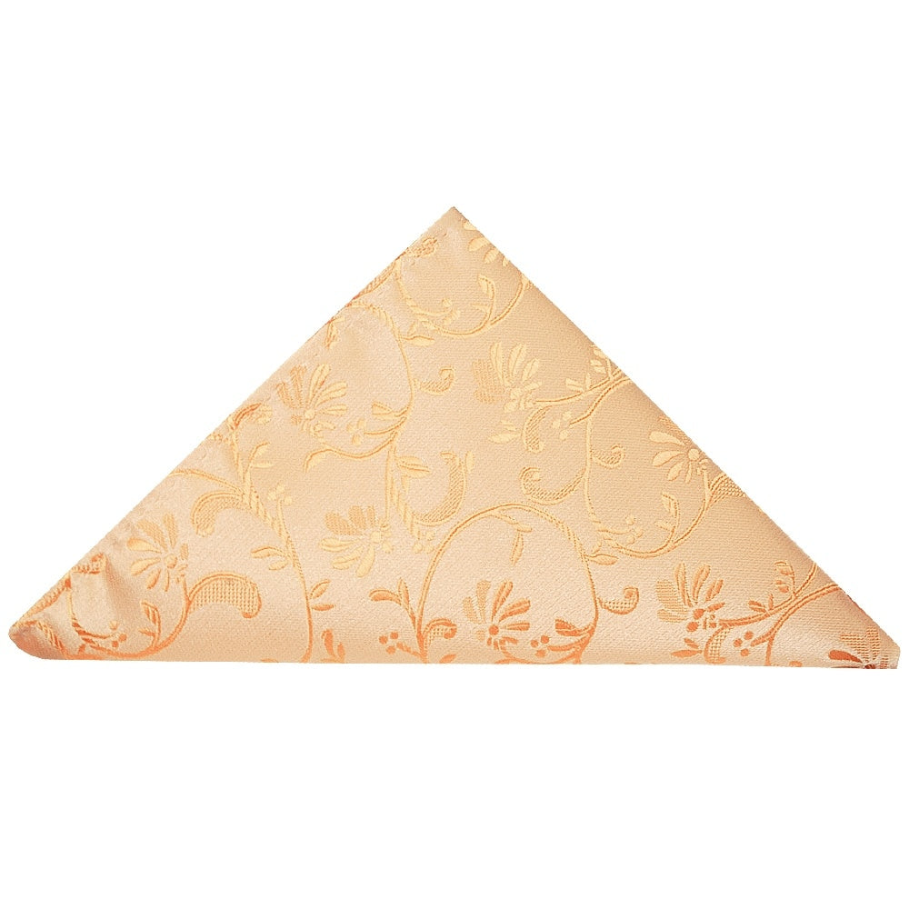 Peach Floral Mens Cravat Tie And Pocket Square Set 4
