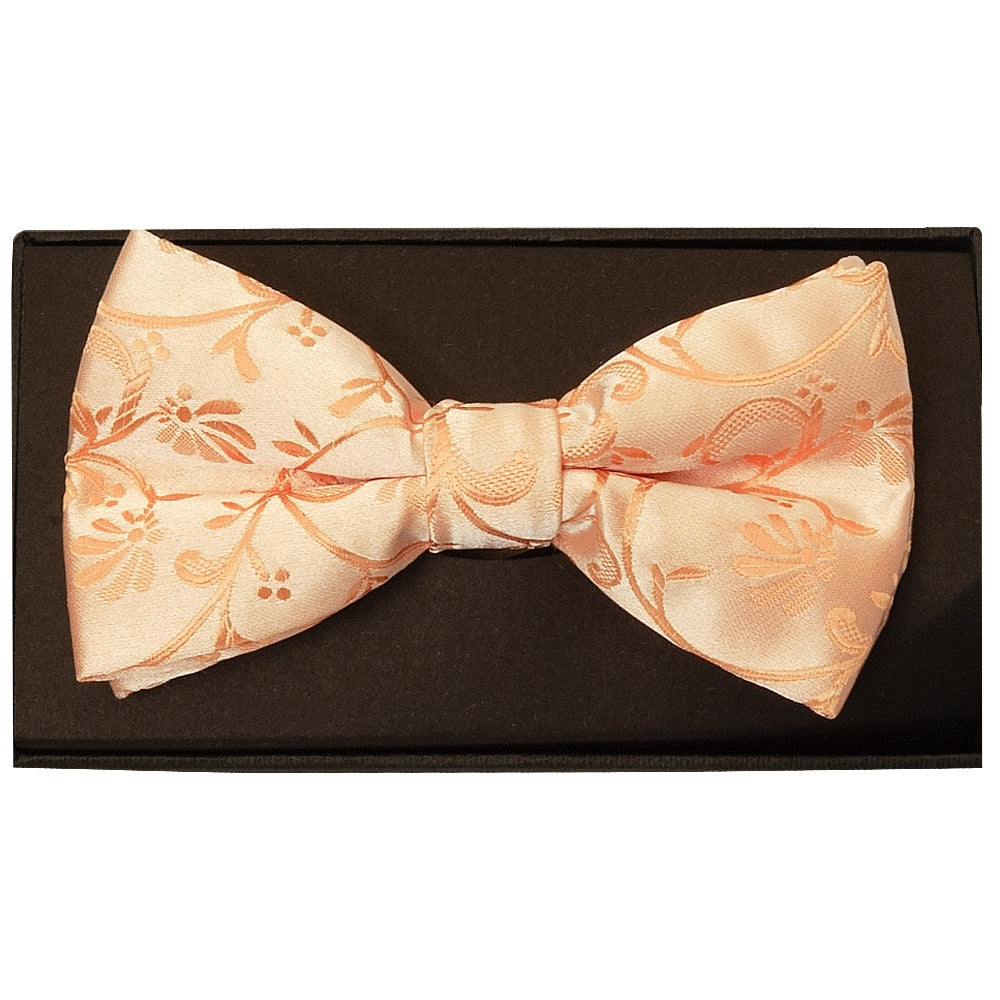 Peach Floral Handmade Mens Bow Tie