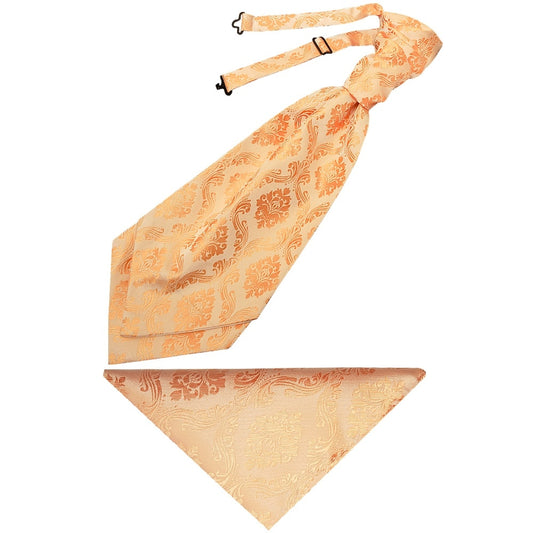 Peach Paisley Mens Cravat Tie And Pocket Square Set 1