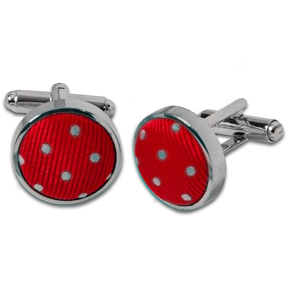 Red Polka Dot Cufflinks 1