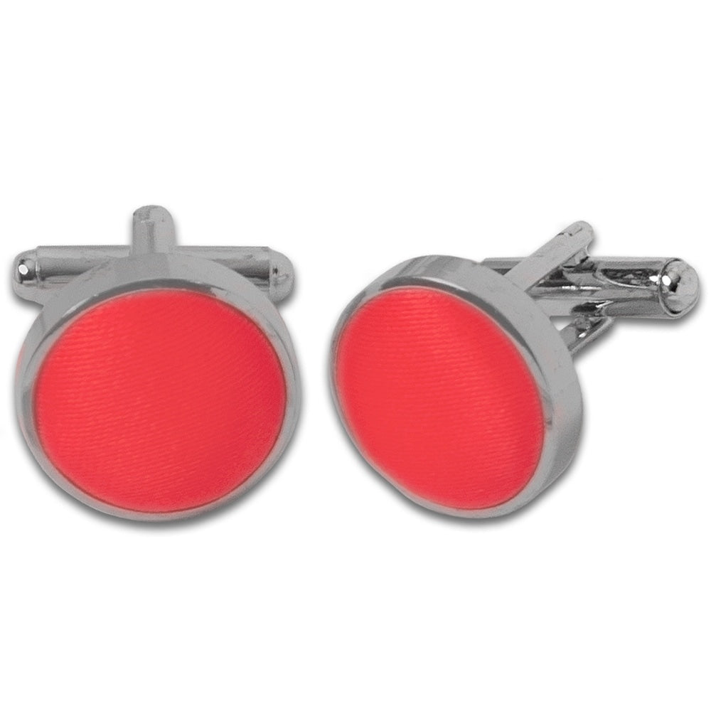 Plain Coral Pink Cufflinks 1