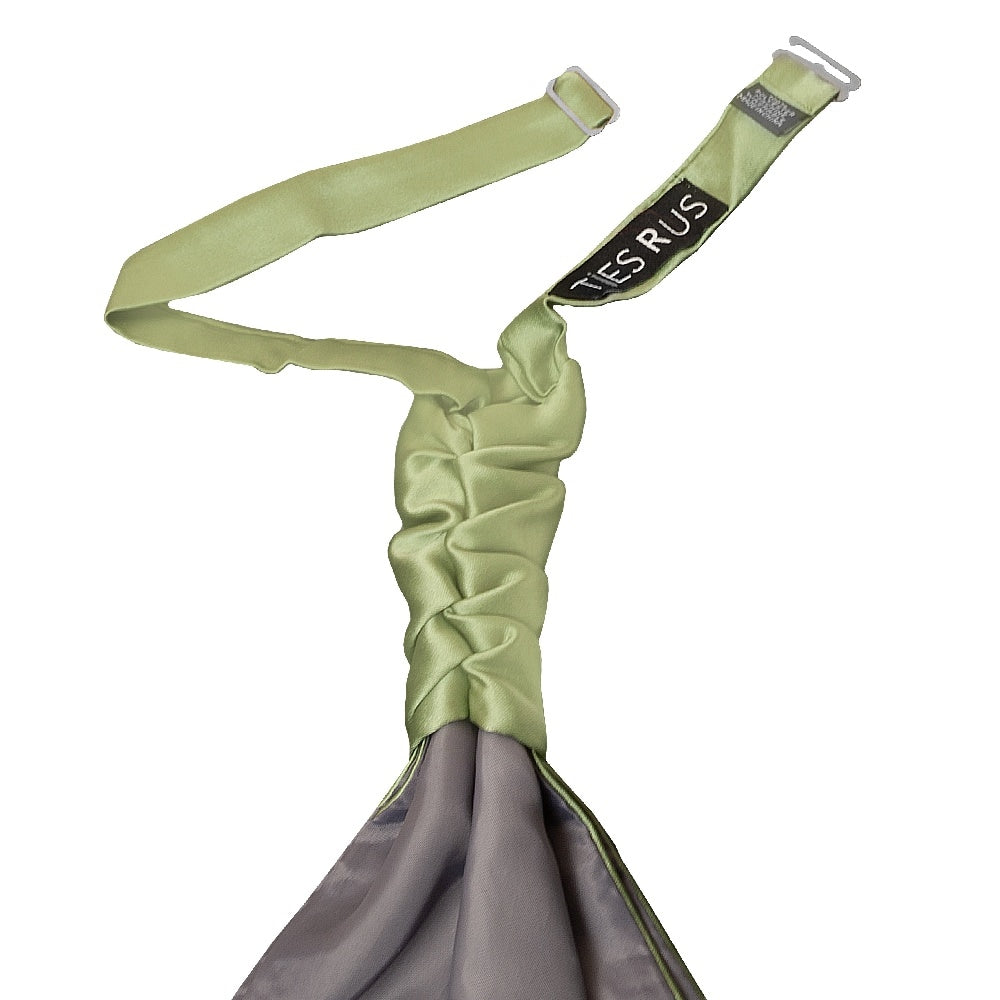 Sage Green Satin Mens Cravat Tie And Pocket Square Set 3