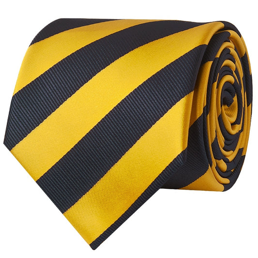 Navy And Yellow Striped Classic Mens Tie 2