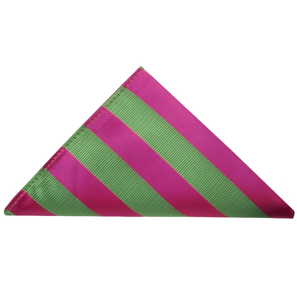 Pink And Lime Striped Classic Mens Tie And Pocket Square Set 3
