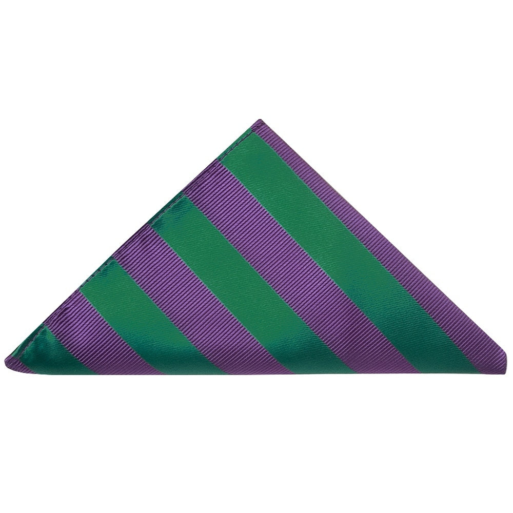 Green And Purple Striped Classic Mens Tie And Pocket Square Set 3
