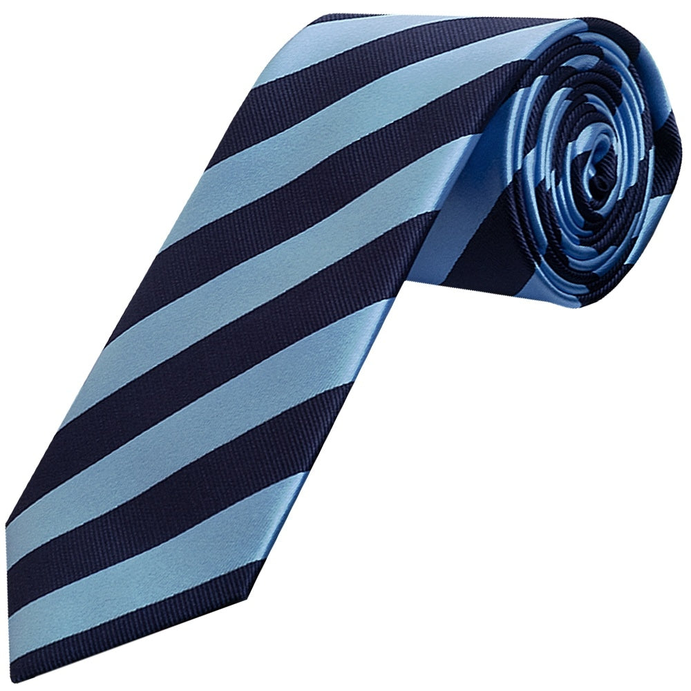 Navy And Light Blue Striped Classic Mens Tie 1
