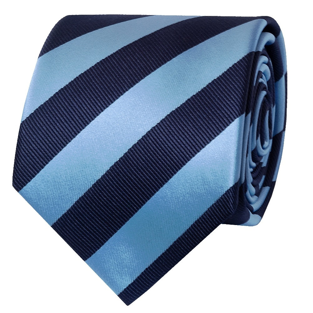 Navy And Light Blue Striped Classic Mens Tie 2