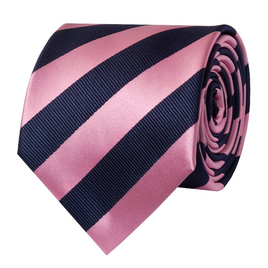 Navy And Pink Striped Classic Mens Tie 2