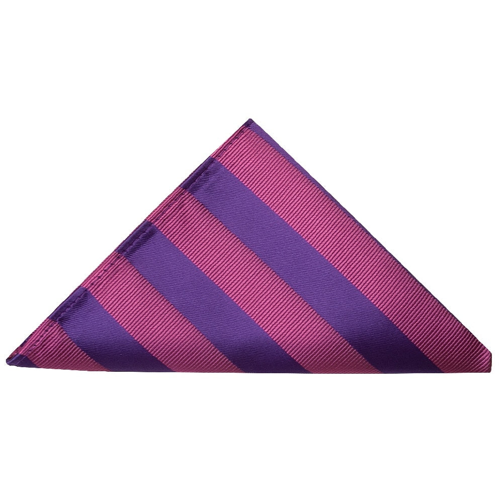Purple And Pink Striped Classic Mens Tie And Pocket Square Set 3