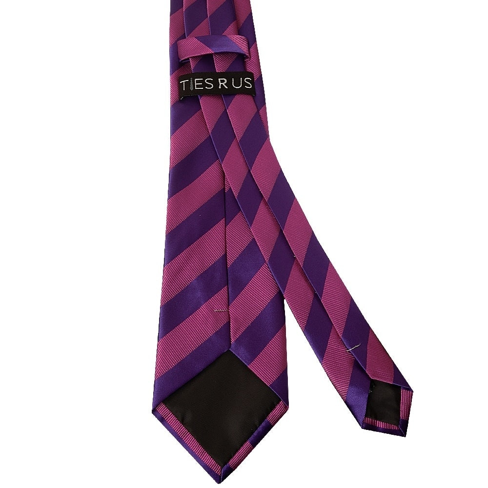 Purple And Pink Striped Classic Mens Tie And Pocket Square Set 4