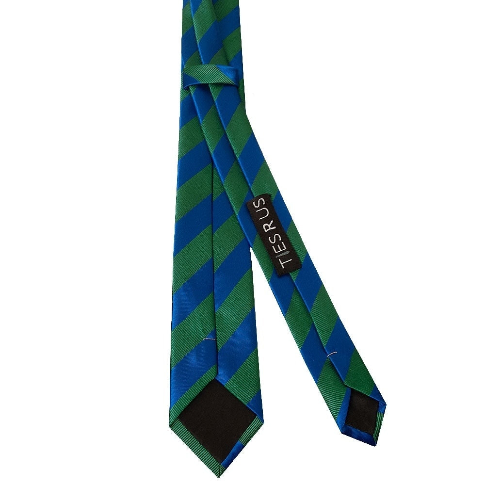 Blue And Green Striped Skinny Mens Tie And Pocket Square Set 4