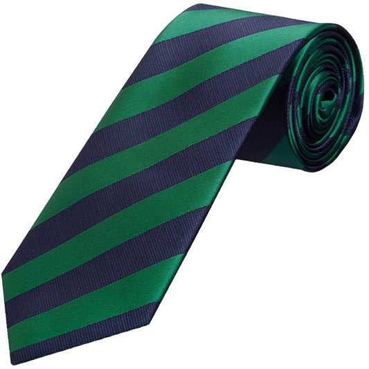 Navy And Green Striped Classic Mens Tie 1