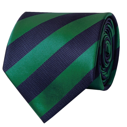 Navy And Green Striped Classic Mens Tie 2
