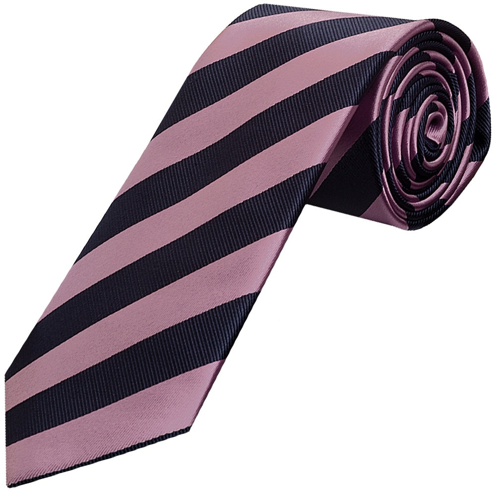 Navy And Lilac Striped Classic Mens Tie 1