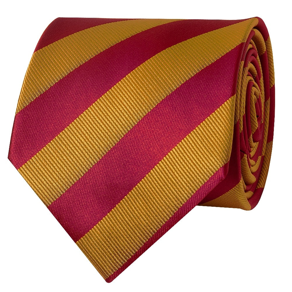 Red And Gold Striped Classic Mens Tie 2