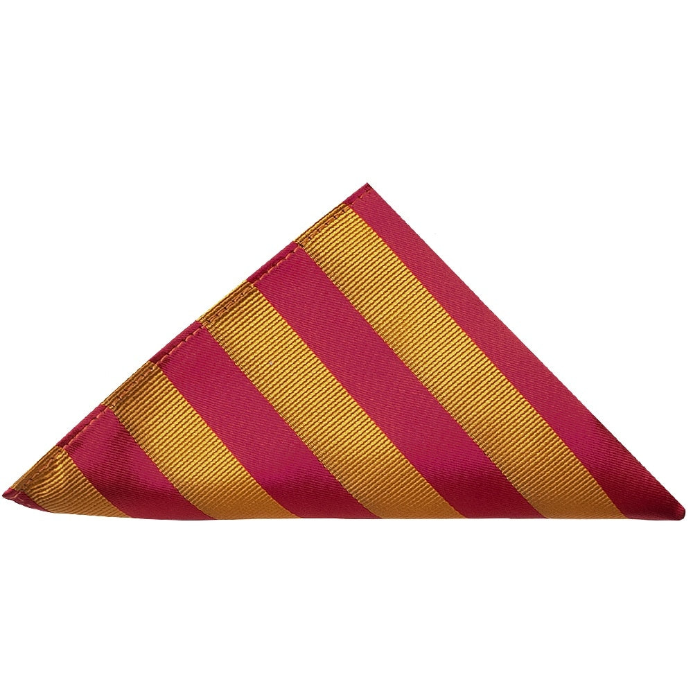 Red And Gold Striped Skinny Mens Tie And Pocket Square Set 3