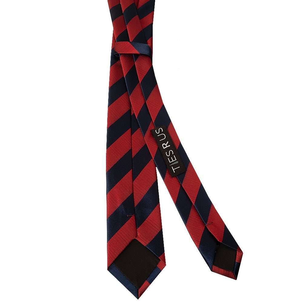 Navy And Red Striped Skinny Mens Tie 3