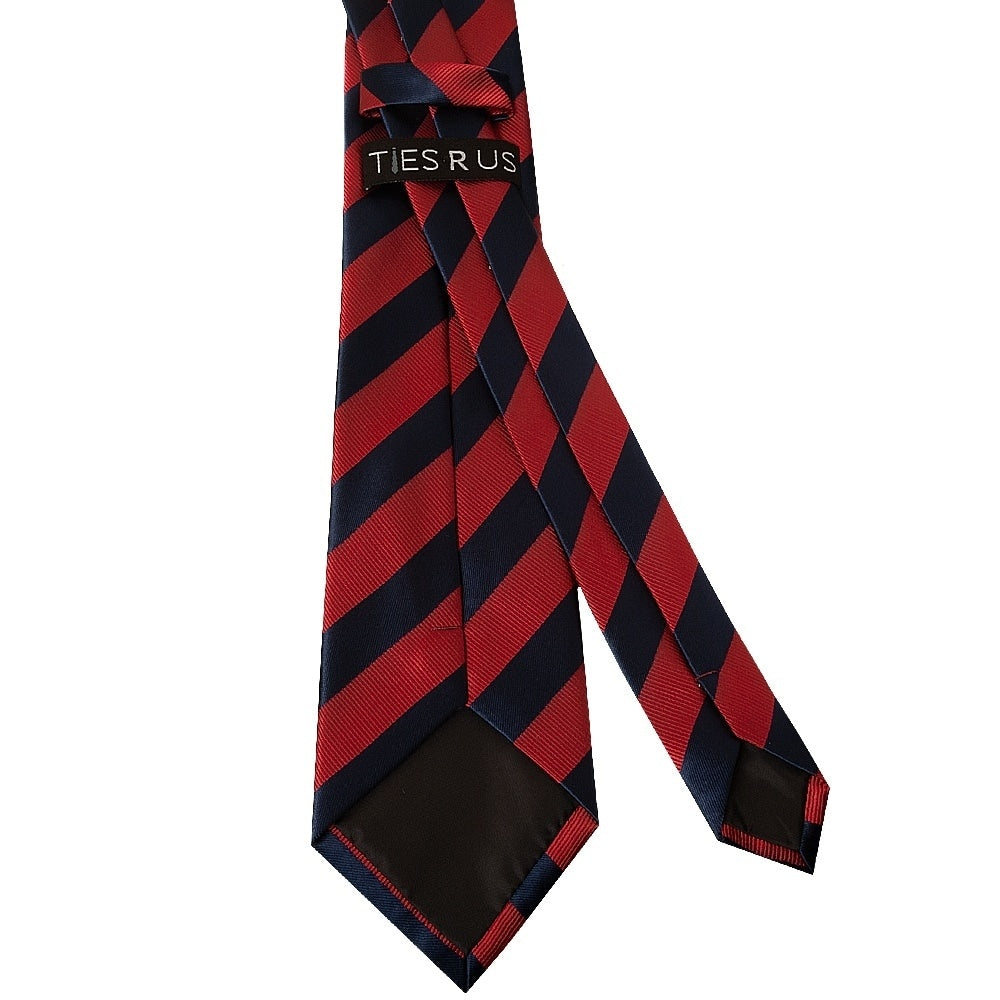 Navy And Red Striped Classic Mens Tie And Pocket Square Set 4