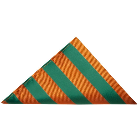 Orange And Green Striped Pocket Square 1