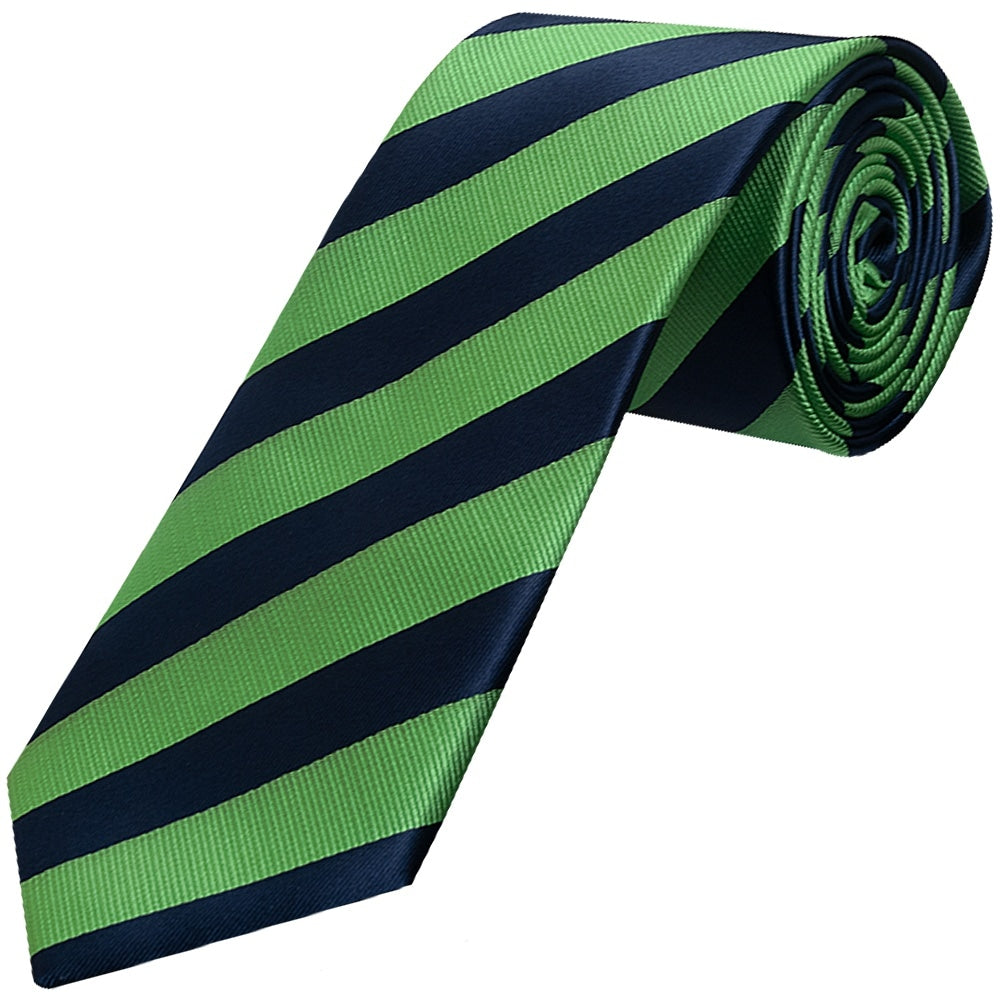 Navy And Lime Striped Classic Mens Tie 1
