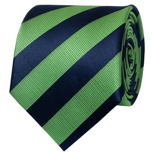 Navy And Lime Striped Classic Mens Tie 2