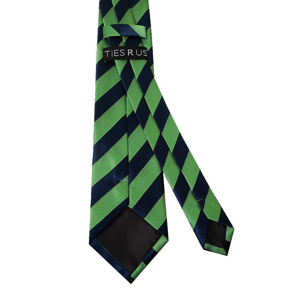 Navy And Lime Striped Classic Mens Tie 3