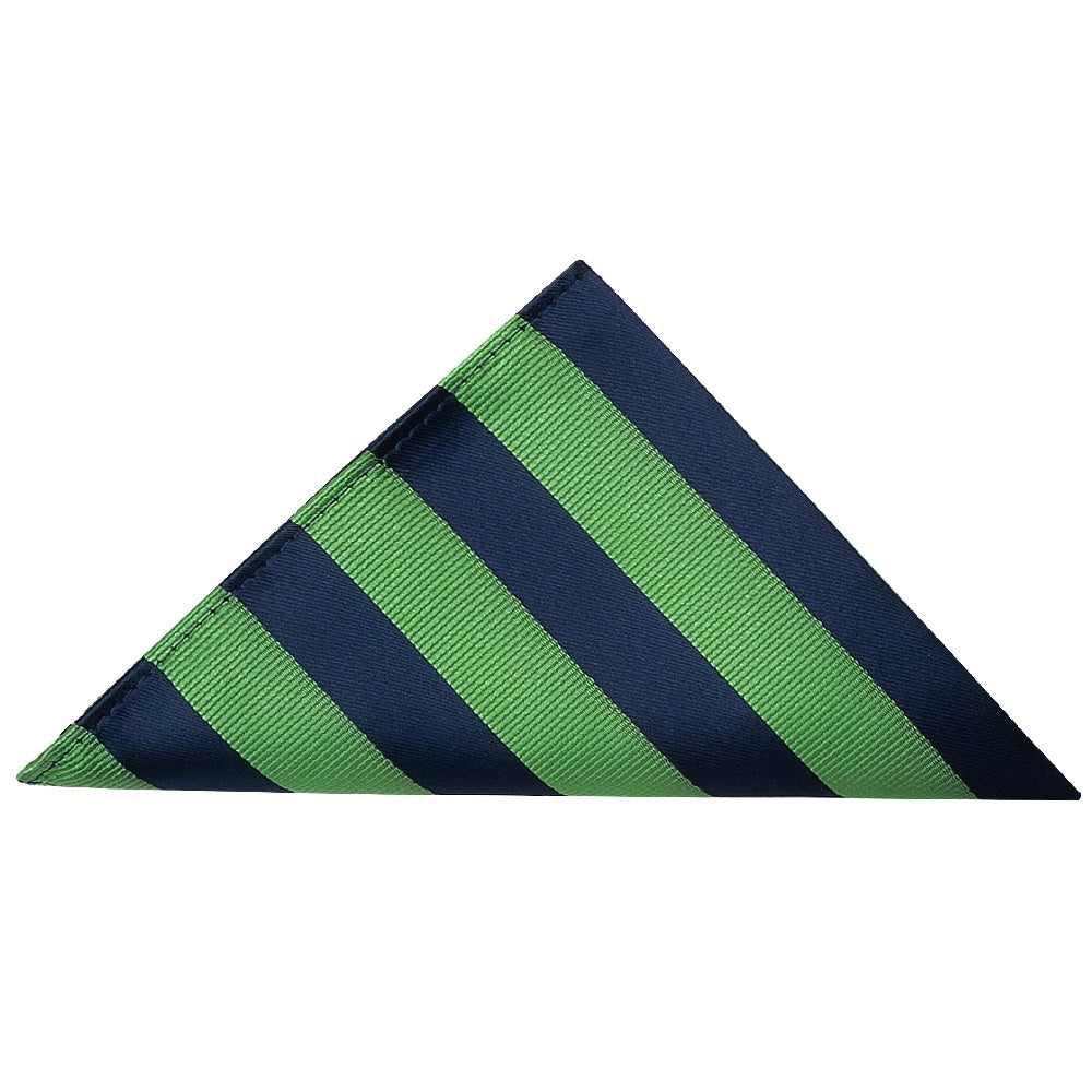 Navy And Lime Striped Skinny Mens Tie And Pocket Square Set 3