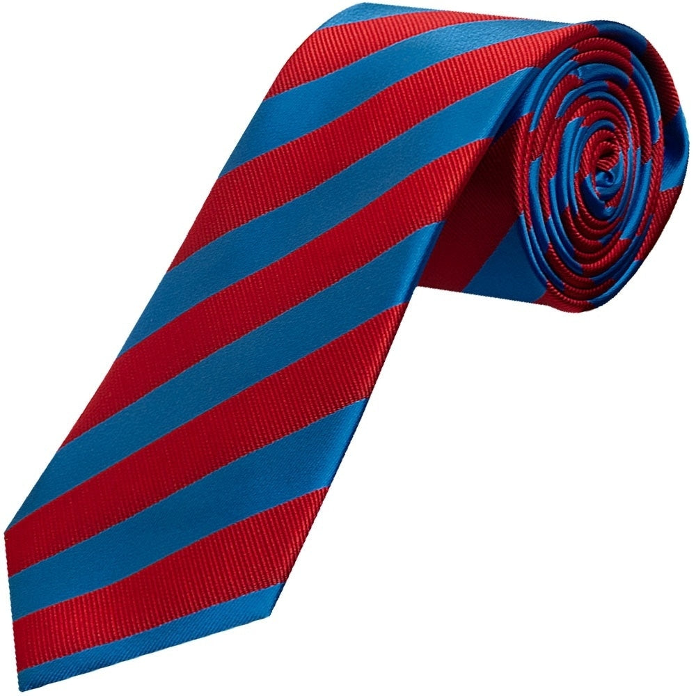 Red And Blue Striped Classic Mens Tie And Pocket Square Set 2