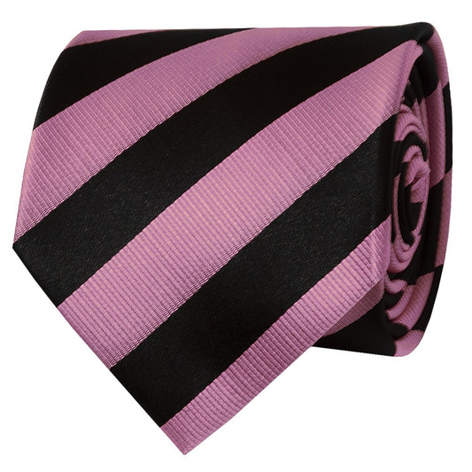 Black And Pink Striped Classic Mens Tie 2