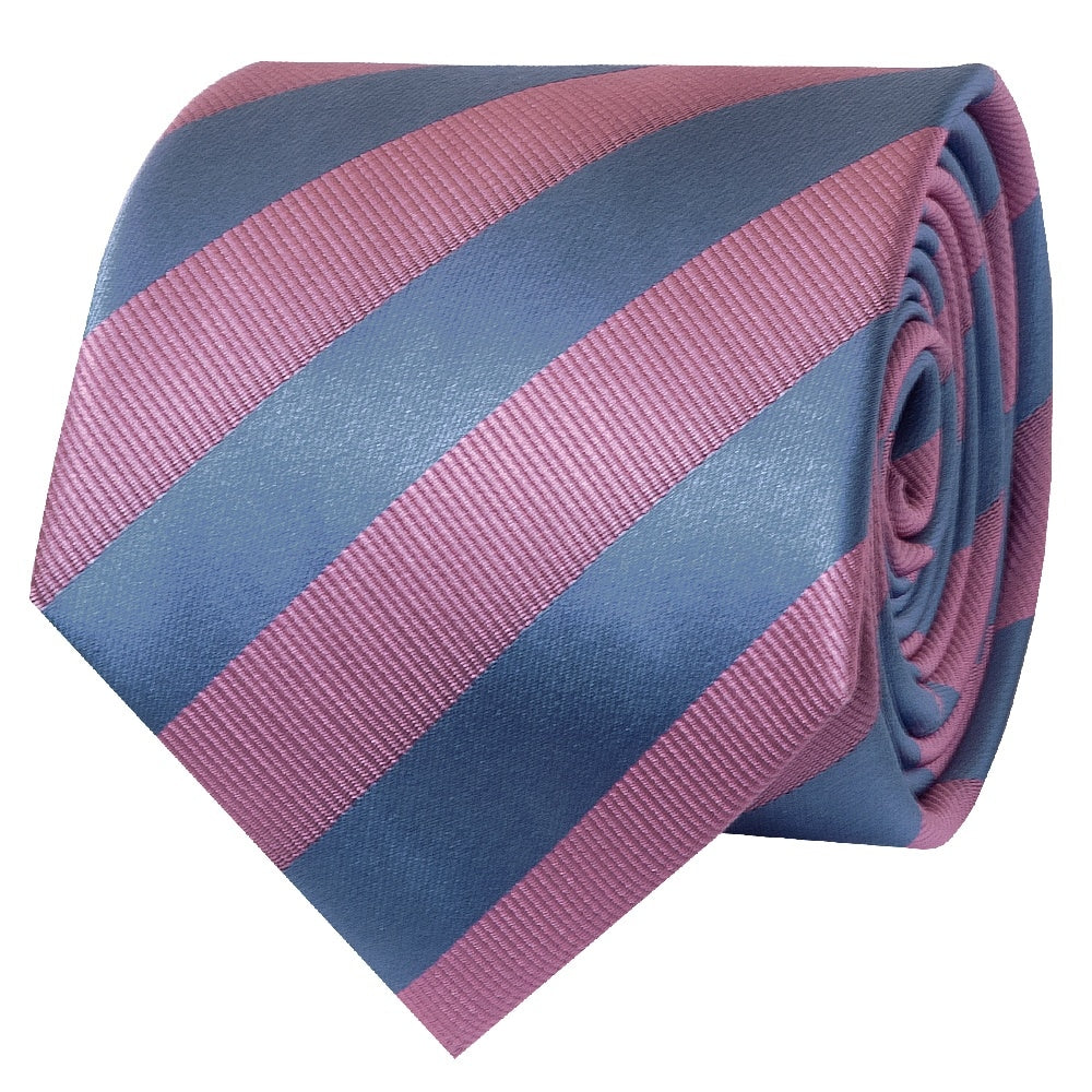 Pink And Light Blue Striped Classic Mens Tie 2