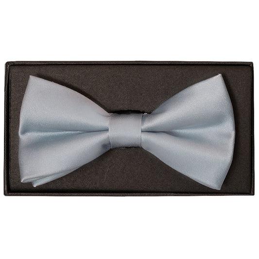 End Of Season Stock Plain Light Blue Satin Silk Mens Bow Tie And Pocket Square Set 2