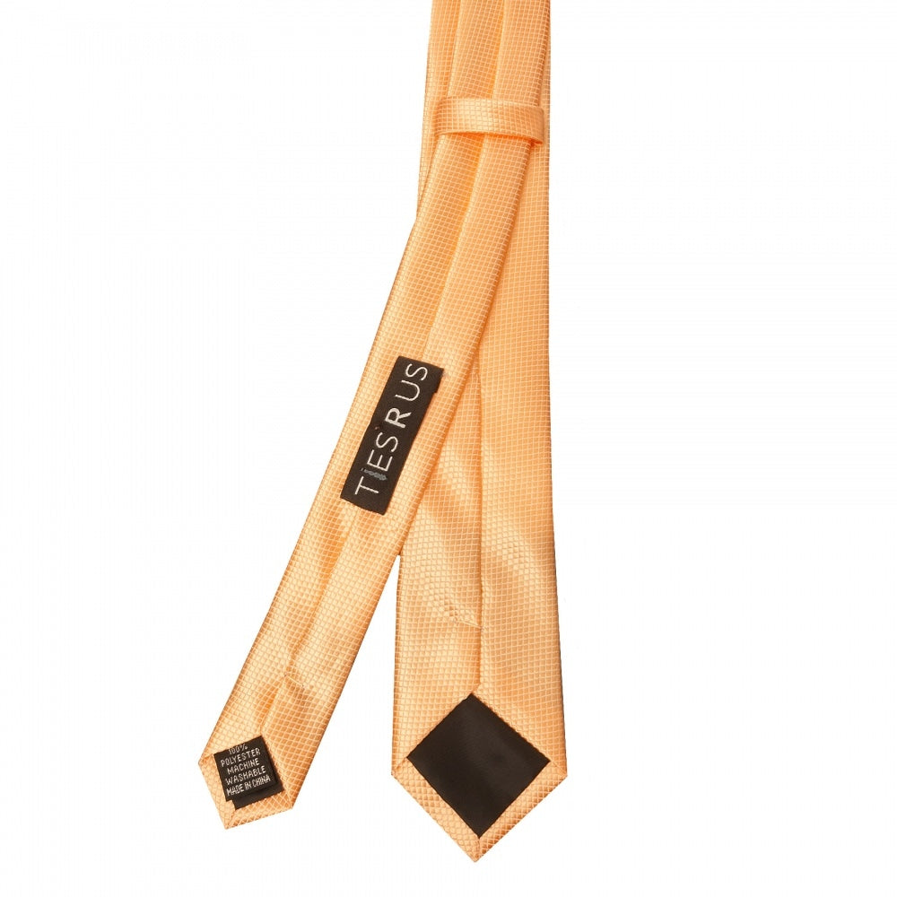 Peach Diamond Satin Skinny Boys Tie 3