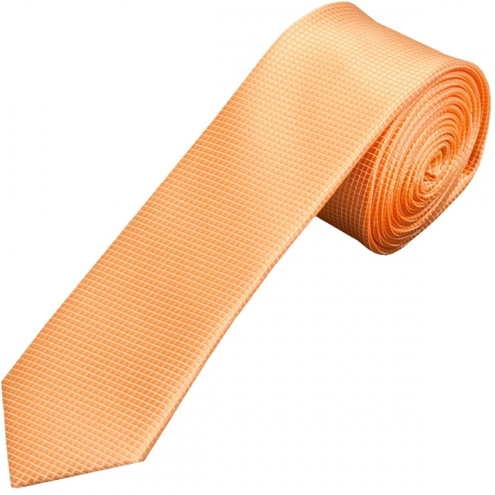 Peach Diamond Satin Skinny Boys Tie And Pocket Square Set 2