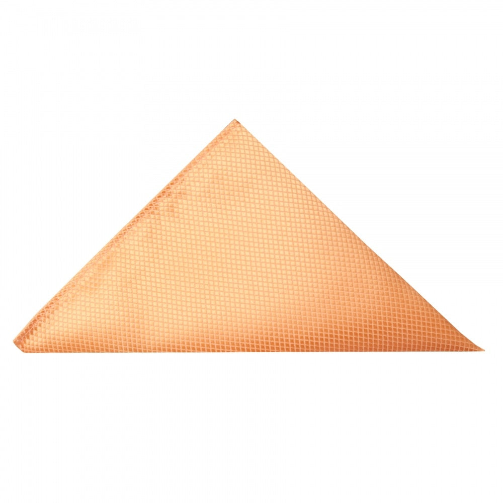 Peach Diamond Satin Skinny Boys Tie And Pocket Square Set 3