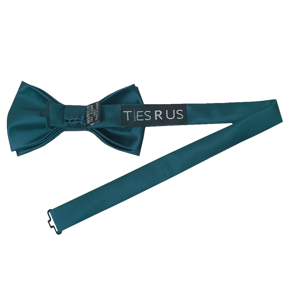 Pre Tied Dark Teal Satin Boys Bow Tie Age 8 11 2
