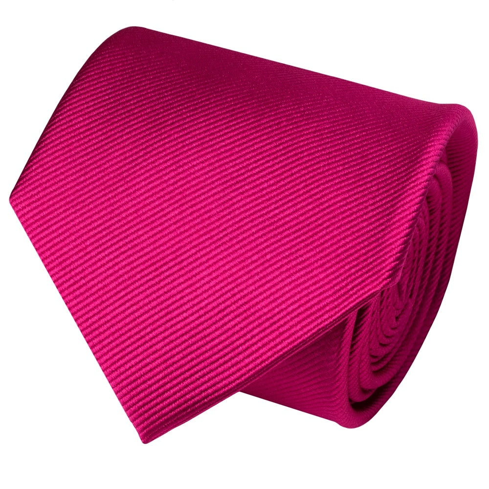 Fuchsia Pink Silk Twill Classic Mens Tie 3