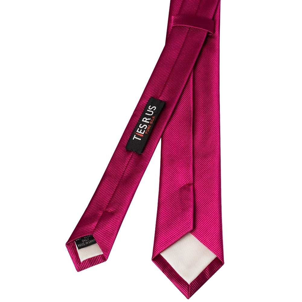 Fuchsia Pink Silk Twill Skinny Mens Tie And Pocket Square Set 4
