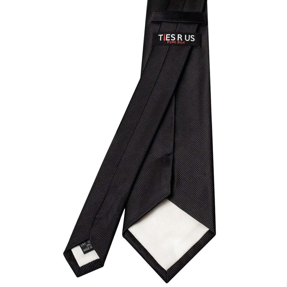 Black Silk Twill Silk Classic Mens Tie And Pocket Square Set 5