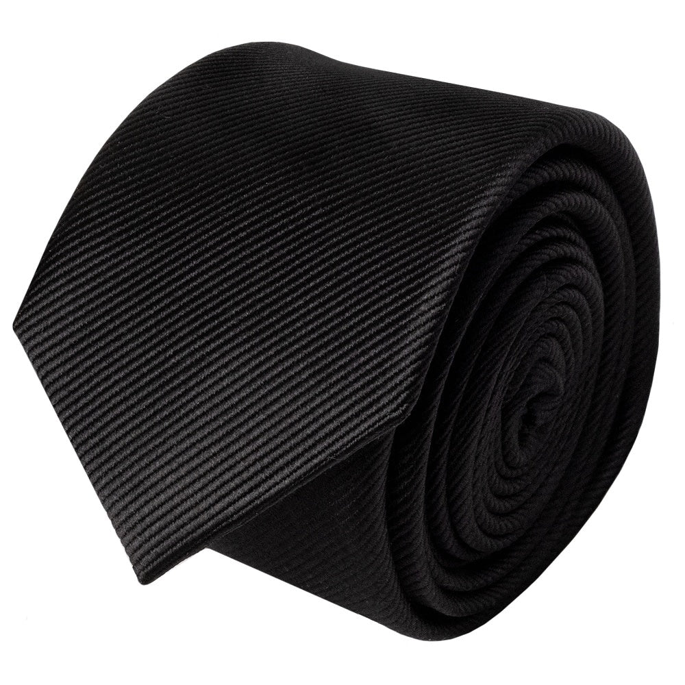 Black Silk Twill Skinny Mens Tie And Pocket Square Set 3