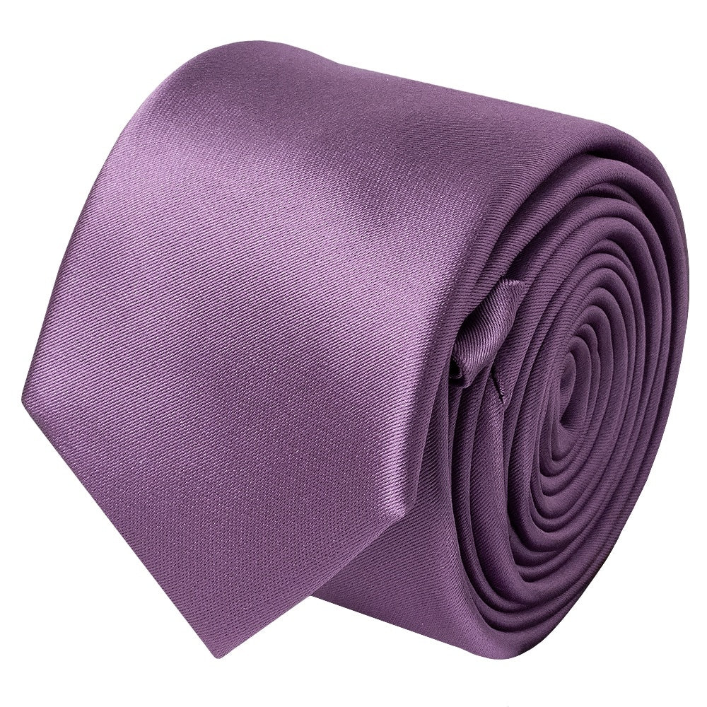 Plain Light Mauve Satin Skinny Mens Tie 2