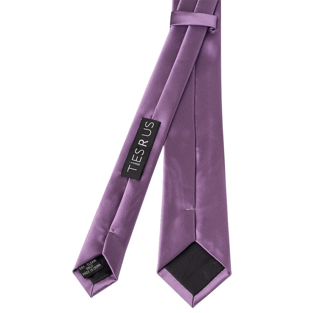 Plain Light Mauve Satin Skinny Mens Tie 3