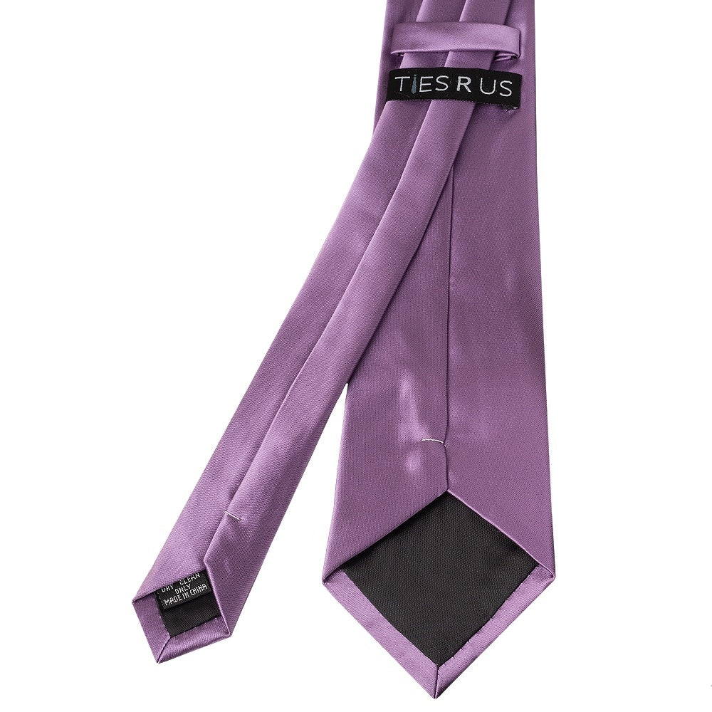 Plain Light Mauve Satin Classic Mens Tie And Pocket Square Set 5